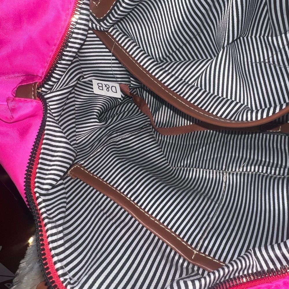 Dooney & Bourke Fuchsia Tote with Chocolate Straps - Picture 4 of 6